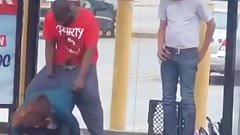 Roleplay slut get fuck at bus stop bbc cum