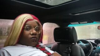 Naughty Gothic Ebony College Girl Masturbates and Squirts In Her Car